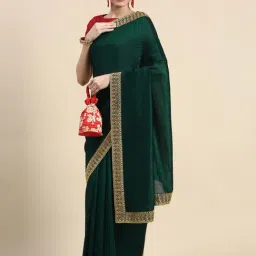 Mohey Green Woven Saree With Unstitched Blouse-image-33