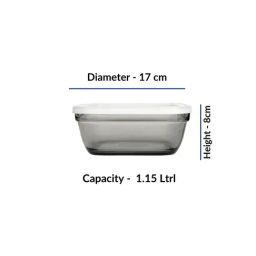 Duralex Grey Toughened Glass Square Fresh Box With Frosted Lid (1.15 L) - Set of 2 image 5