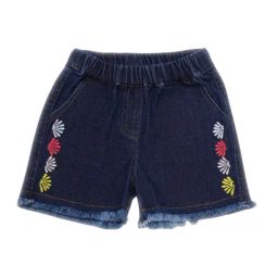 Creative Kid's Girls Navy Blue Denim Embroidered Shorts-image-93
