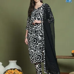 KALINI Women Floral Printed Regular Kurta with Trousers & With Dupatta-picture-26