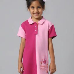 Beverly Hills Polo Club Kids Pink Color Block Polo Dress-image-36