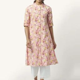 Rangmanch by Pantaloons Pink Cotton Printed A Line Kurta-picture-18