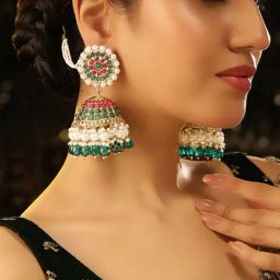 Priyaasi Classic Green Brass Earrings-43