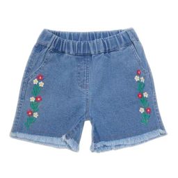 Creative Kid's Girls Blue Denim Embroidered Shorts-picture-23