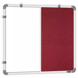 YAJNAS 60.96 x 60.96 cm (2X2 Feet) Premium Combination Board Non Magnetic Whiteboard with Maroon Pin Up Notice Board for Home Office and School-6