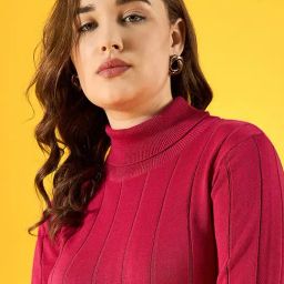 98 Degree North Pink Cotton Self Regular Fit Sweater-picture-13
