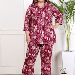 Swasti Plus Size Printed Three-Quarter Sleeves Pure Cotton Shirt With Trouser-15