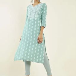 Soch Blue Printed Straight Kurta-image-92
