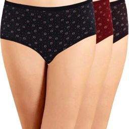 IN CARE Maroon & Navy Cotton Printed Hipster Panties - Pack Of 3-image-51