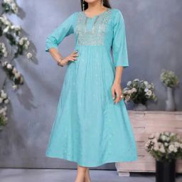 Rangita Aqua Embroidered Kurta-image-14