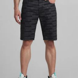 Jack & Jones Jet Black Cotton Regular Fit Checks Shorts-image-61