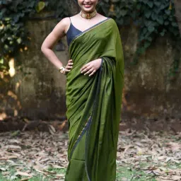 Suta Green Plain Saree Without Blouse-picture-4