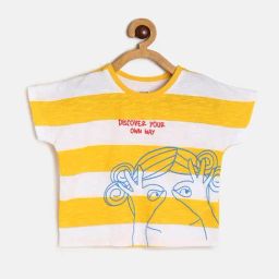 MINIKLUB Kids White & Yellow Printed Top-image-38