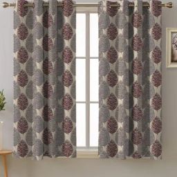 SPACES DRAPE STORY Elegent Grey & Pink Polyester 5 ft Window Curtain - Set of 2-10