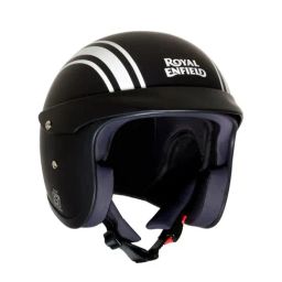 Royal Enfield Matt Black Striped Open Face Helmet - XL-10