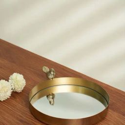 Living Scapes by Pantaloons Gold Iron & Glass Decorative Platter-image-90