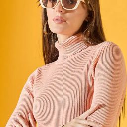 98 Degree North Pink Cotton Self Regular Fit Sweater-picture-17