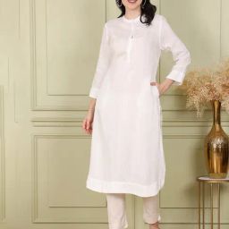W White Straight Kurta-35