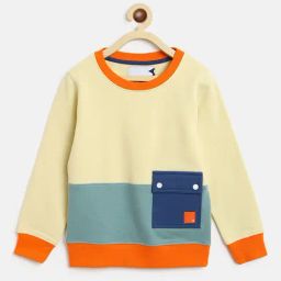 Tales & Stories Kids Yellow & Blue Color Block Full Sleeves Sweatshirt-image-39