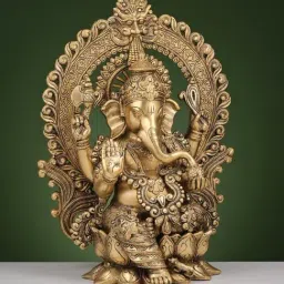 Ekaa Handicrafts Gold Brass Lord Ganesha Statue-picture-35