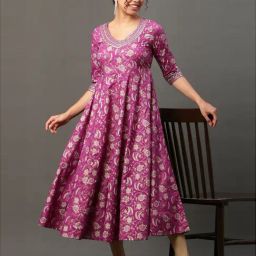 Aurelia Purple Regular Fit Floral Kurta-image-40