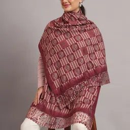 EA ETHICAL ANDAZ Ethnic Motifs Printed & Embroidered Border Shawl-image-30
