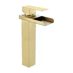 Gravity CHM 304.8 mm (12 Inch) Gold Finish Deck Mount Waterfall Basin Mixer-image-38