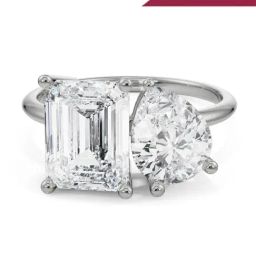 Emori 18k White Gold & Lab Grown Diamond Emerald and Pear Ring-image-57