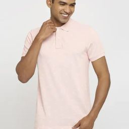 Basics Pink Cotton Muscle Fit Printed Polo T-Shirt-picture-23