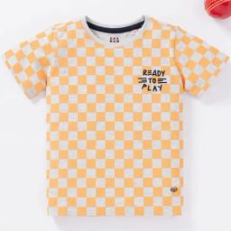 Ed-a-Mamma Kids Yellow & Grey Cotton Chequered T-Shirt-picture-17