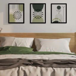 Art Street Green Engineered Wood Contemporary Line Posters Mid-Century Wall Art - Set of 3-7