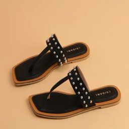 Eridani Women's Elene Black T-Strap Sandals-picture-24