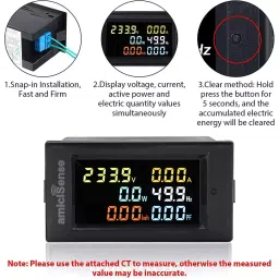 amiciSense 6 in 1 Digital Energy Meter 100 A Energy Multi-Colour Display image 3