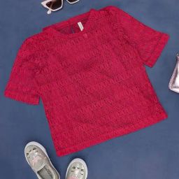 Pantaloons Junior Magenta Pink Cotton Regular Fit Top-picture-34