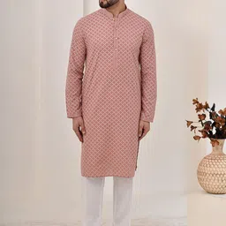 House of Chikankari Men Geometric Printed Chikankari Kurta-picture-46
