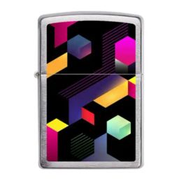 Zippo Black Block Design Brushed Brass Pocket Lighter-image-65