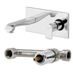 CERA Chromo Quarter Turn Wall Mount Basin Spout, F1019653 + F4055101 (Set of 2 Pcs)-41