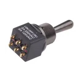 RS PRO Toggle Switch PCB Mount (On)-Off-(On) DPDT Solder Terminal, 8200510-21
