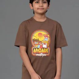 Red Tape Kids Brown Printed T-Shirt-7