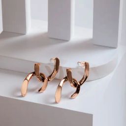 Priyaasi Textured Interlinked Rose Gold Stud Earrings-25