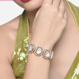 Zaveri Pearls Mint Green Stones & Dazzling Austrian Diamond Ethnic Bracelet -ZPFK16408-20