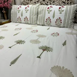 The Decor Central White Printed Pure Cotton 300 TC King Bedsheet Set-2.28 m x 2.74 m-image-83