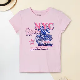 max Girls Typography Printed Round Neck Pure Cotton T-shirt-image-33