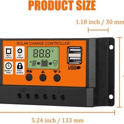 kh 30A Solar Charge Contoller 12V/ 24V Solar Panel Charge Controller Intelligent Regulator with Dual USB Port Auto Parameter LCD Display - Timer Setting ON/Off Hours (30 A) image 2