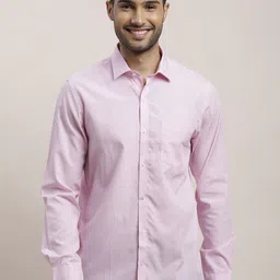 Turtle Men Standard Spread Collar Solid Cotton Slim Fit Formal Shirt-image-71
