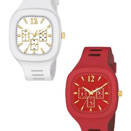 Hala Men Pack of 2 Solid Square Tang Regular Analogue Watches-53