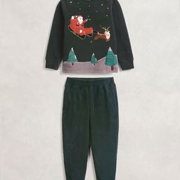 Cherry Crumble By Nitt Hyman Full Sleeves Santa Claus Patch Night Suit - Dark Green-image-43