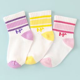 Honeyhap Premium Cotton Bamboo Non Terry Ankle Length Socks with Design Pack of 3 - Tender Touch Lime Light & Orchid Bouquet-image-10
