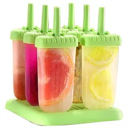 TONY STARK Set of 6 Plastic Reusable Ice Pop Makers, Homemade Popsicle Frozen Ice Cream Moulds Tray Kulfi Candy Ice Lolly Mold for Children- Green-picture-40