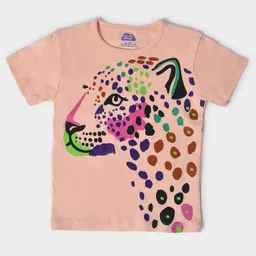 Mi Arcus 100% Half Sleeves Leopard Printed Summer Wear Tee - Peach-picture-30
